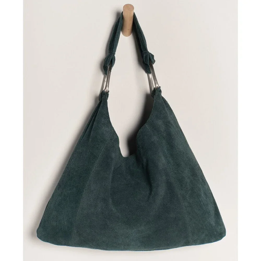 FREE PEOPLE Bobbi Slouch Suede Tote / Pine - Picture 1 of 5